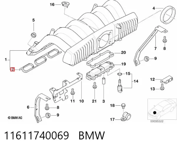 Uszczelka kolektora ssącego 11611740069 BMW