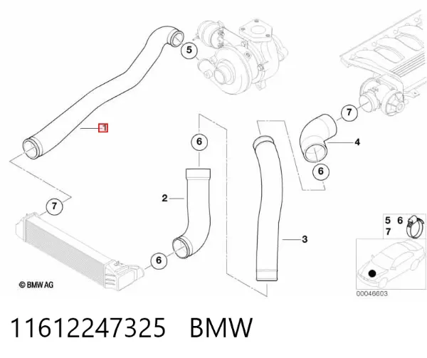 Przewód (króciec) intercoolera 11612247325 BMW
