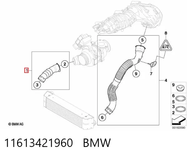 Przewód (króciec) intercoolera 11613421960 BMW