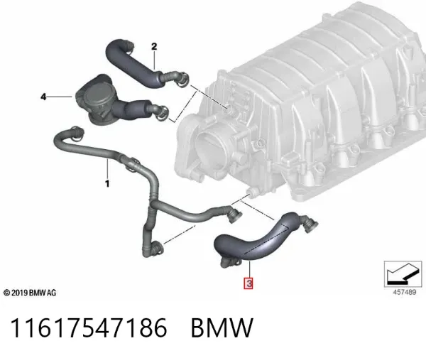 Króciec wentylacji kadłuba (separatora oleju) 11617547186 BMW