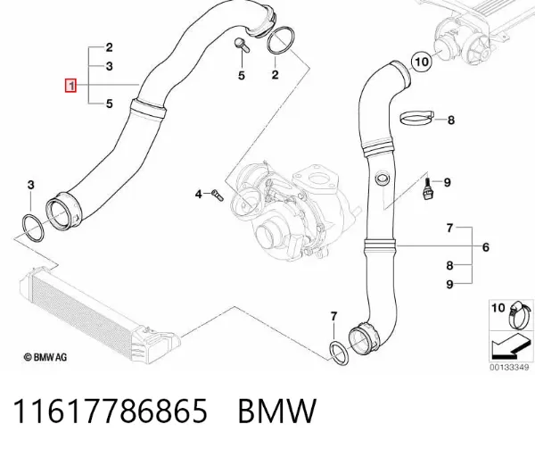 Przewód (króciec) intercoolera 11617786865 BMW