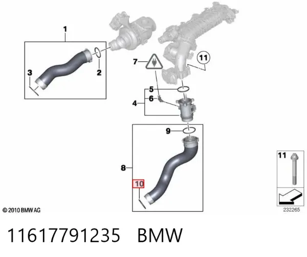 Uszczelka (podkładka) rurki intercoolera 11617791235 BMW