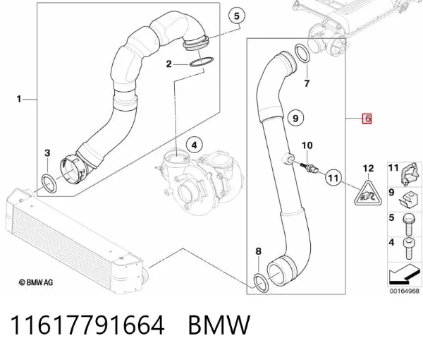 Przewód (króciec) intercoolera 11617791664 BMW