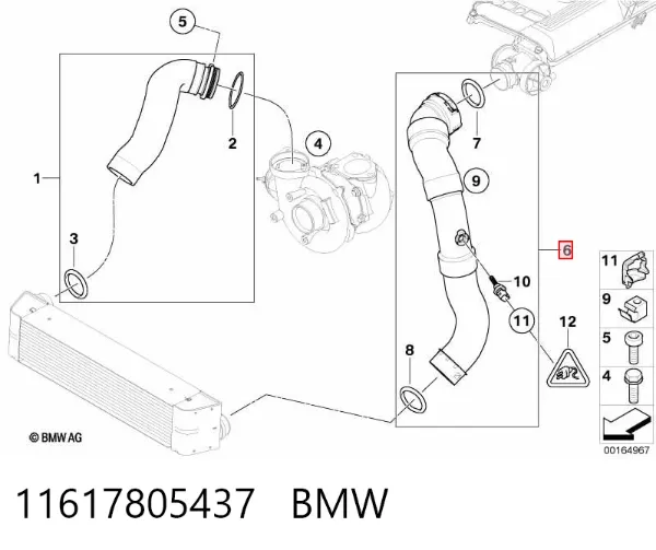 Przewód (króciec) intercoolera 11617805437 BMW