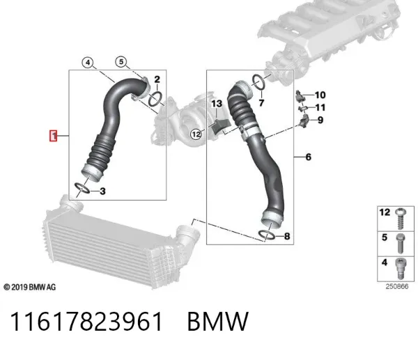 Przewód (króciec) intercoolera 11617823961 BMW