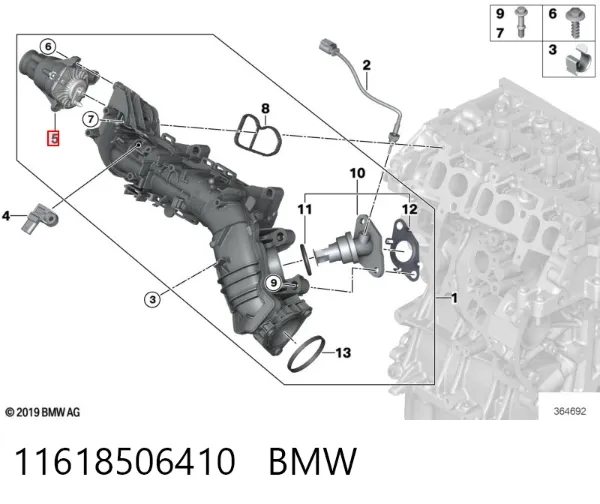 Zawór (aktuator) napędu klapy EGR 11618506410 BMW