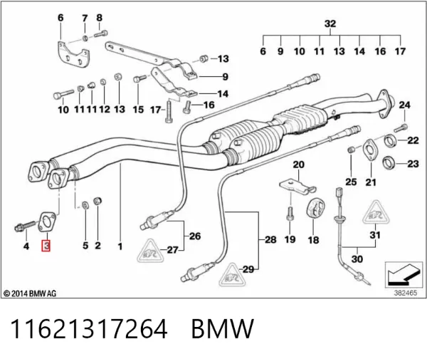 Uszczelka rury odbiornika tłumika 11621317264 BMW