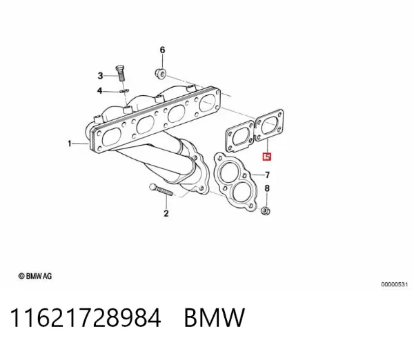 Uszczelka kolektora wydechowego 11621728984 BMW