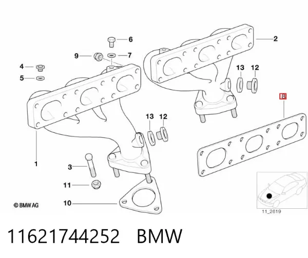 Uszczelka kolektora wydechowego 11621744252 BMW