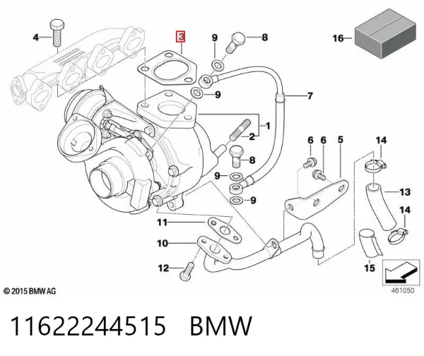 Uszczelka turbiny spalin, wlot 11622244515 BMW
