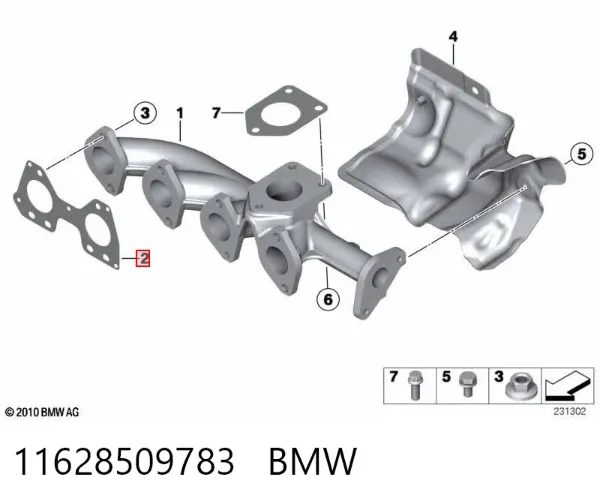 Uszczelka kolektora wydechowego 11628509783 BMW