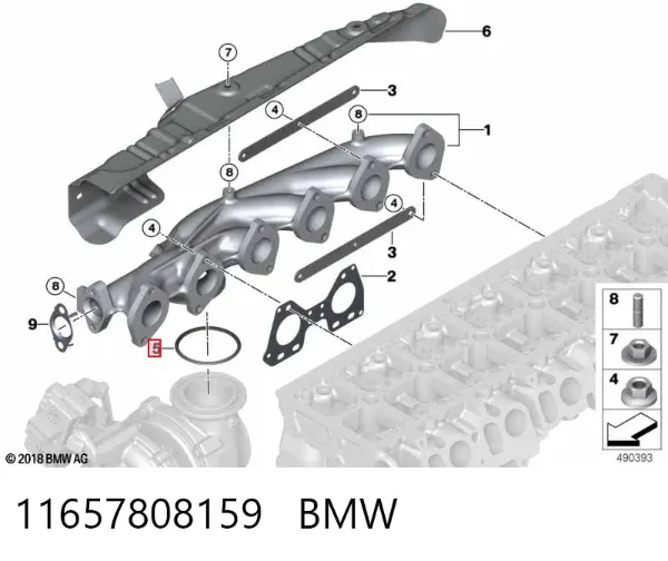 Uszczelka turbiny spalin, wlot 11657808159 BMW