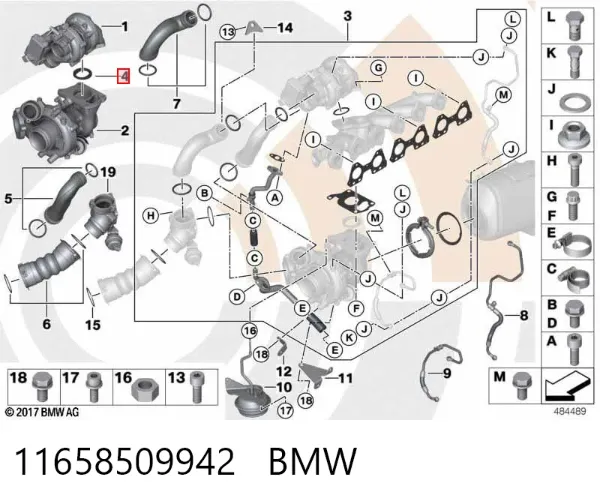 Uszczelka turbiny spalin, wlot 11658509942 BMW