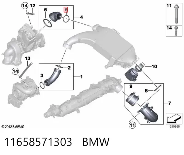 Pierścień króćca turbiny, doładowywanego powietrza 11658571303 BMW