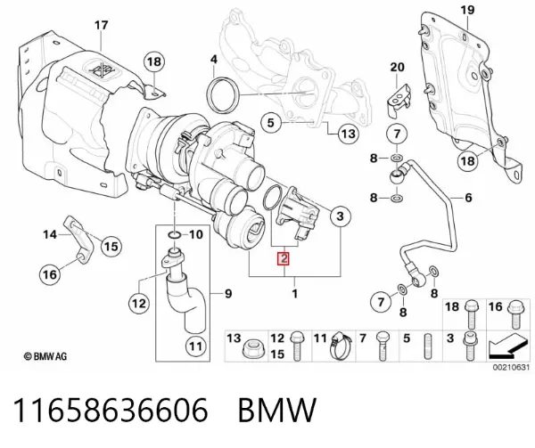 Zawór recyrkulacji powietrza doładowującego turbiny 11658636606 BMW