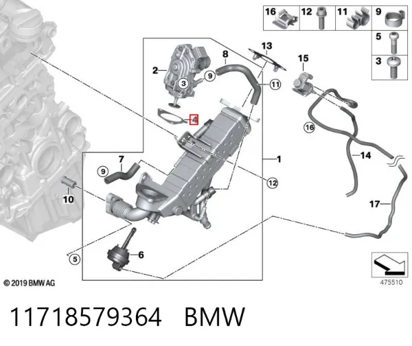 Uszczelka zaworu recyrkulacji EGR 11718579364 BMW