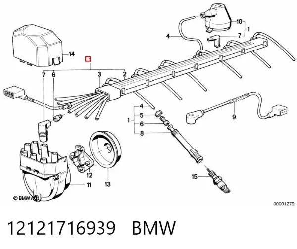 Zestaw przewodów wysokiego napięcia 12121716939 BMW
