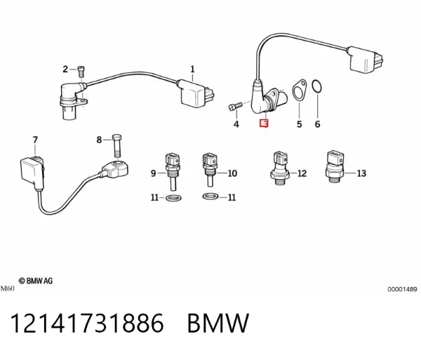 Czujnik położenia wałka rozrządu 12141731886 BMW