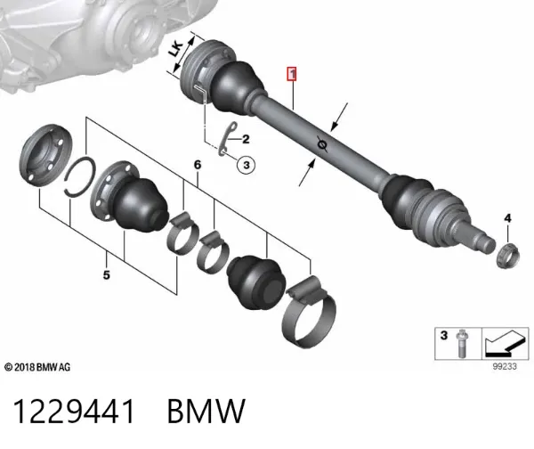 Półoś tylna 1229441 BMW