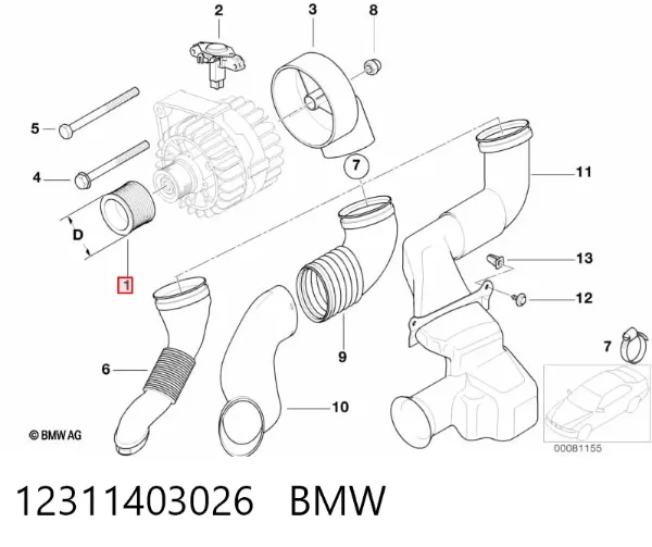Koło pasowe alternatora 12311403026 BMW