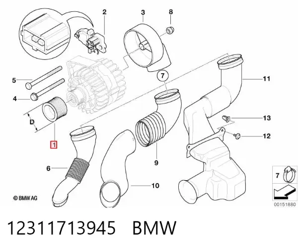 Koło pasowe alternatora 12311713945 BMW