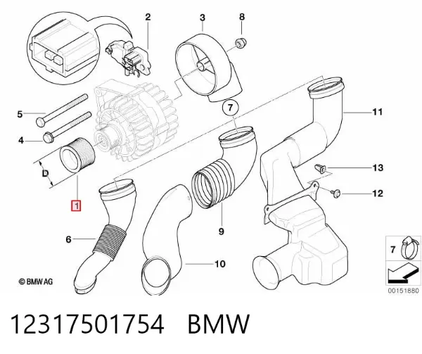 Koło pasowe alternatora 12317501754 BMW