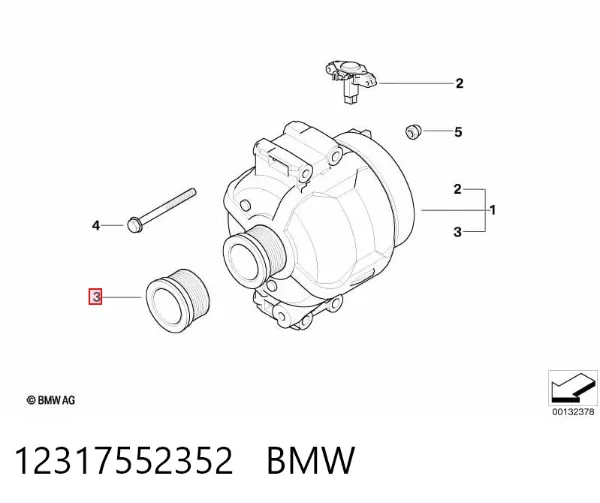Koło pasowe alternatora 12317552352 BMW