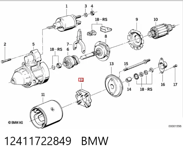 Uchwyt szczotki rozrusznika 12411722849 BMW