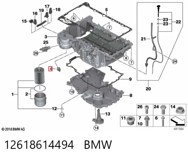 Czujnik ciśnienia oleju 12618614494 BMW