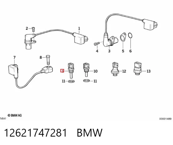 Czujnik temperatury płynu chłodzącego 12621747281 BMW