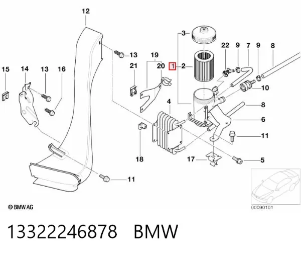 Obudowa filtra paliwa 13322246878 BMW