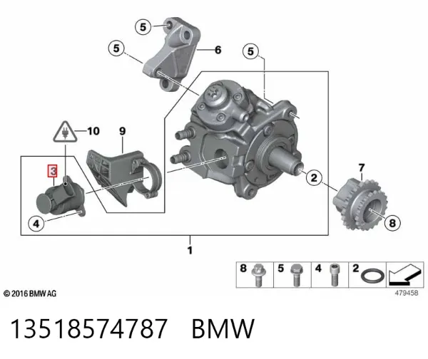 Zawór regulacji ciśnienia (zawór redukcyjny pompy wtryskowej) System Common-Rail 13518574787 BMW