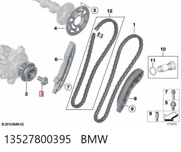 Łańcuch rozrządu, zestaw 13527800395 BMW