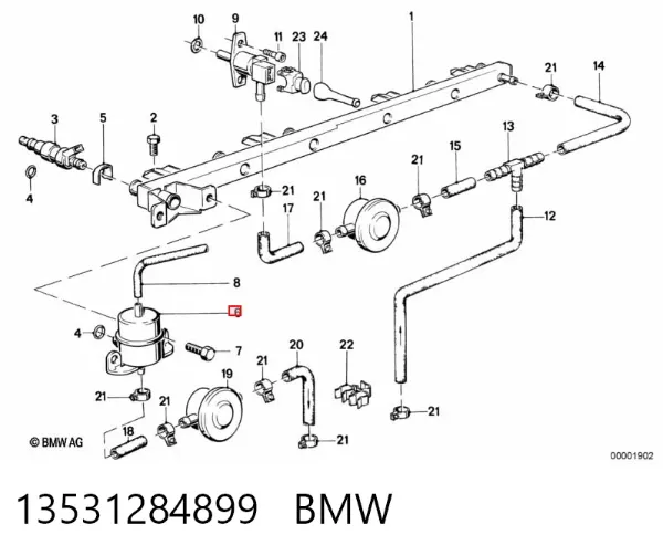 Regulator ciśnienia paliwa w listwie paliwowej 13531284899 BMW