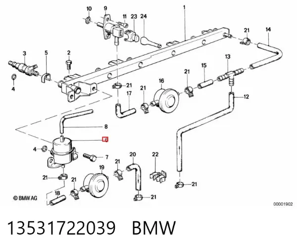 Regulator ciśnienia paliwa w listwie paliwowej 13531722039 BMW