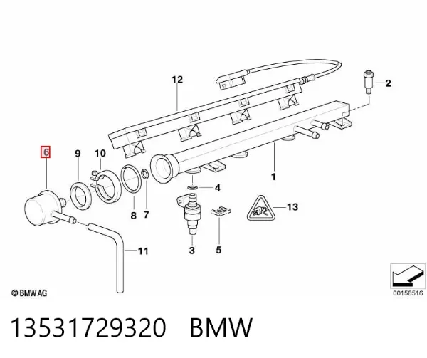 Regulator ciśnienia paliwa w listwie paliwowej 13531729320 BMW