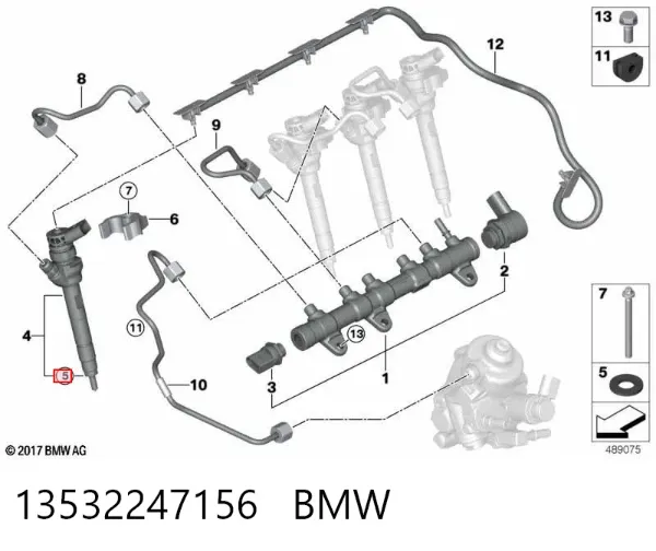 Pierścień uszczelniający wtryskiwacza 13532247156 BMW