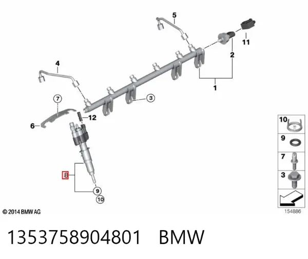 Wtryskiwacz paliwa 1353758904801 BMW