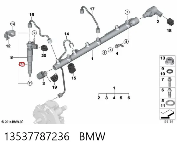 Pierścień uszczelniający wtryskiwacza 13537787236 BMW