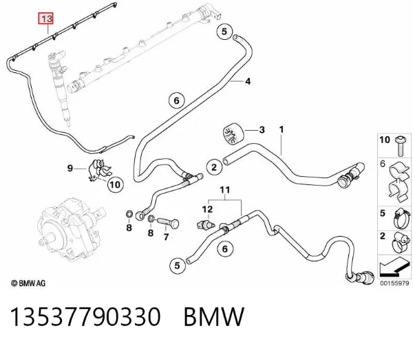 Rurka paliwa, zwrotna od wtryskiwaczy 13537790330 BMW