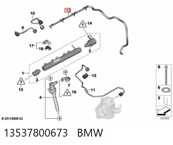Rurka paliwa, zwrotna od wtryskiwaczy 13537800673 BMW