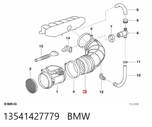 Króciec powietrza, przepływomierz 13541427779 BMW