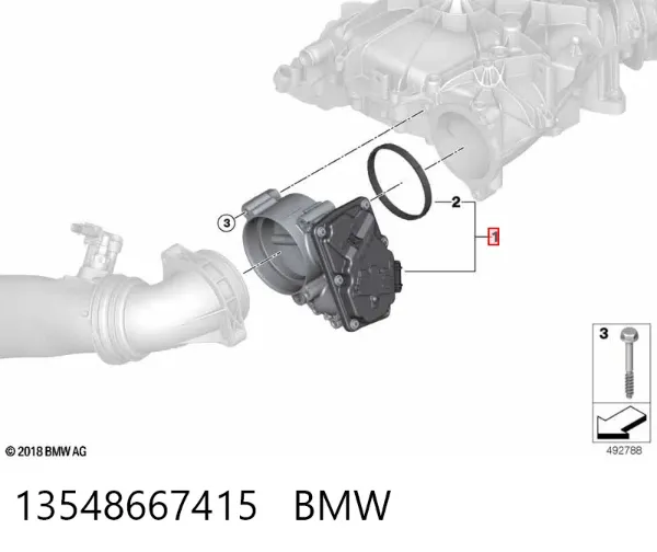 Przepustnica, komplet 13548667415 BMW