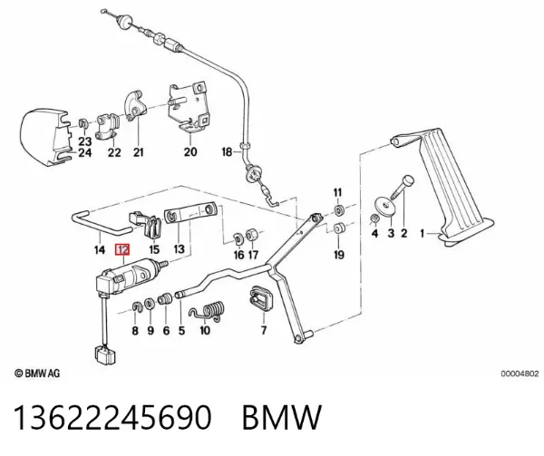 Czujnik położenia pedału przyspieszenia (gazu) 13622245690 BMW