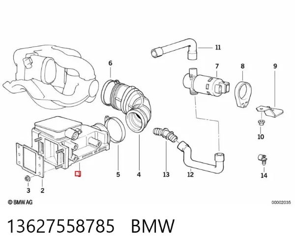 Czujnik przepływu powietrza, przepływomierz powietrza M.A.F. 13627558785 BMW