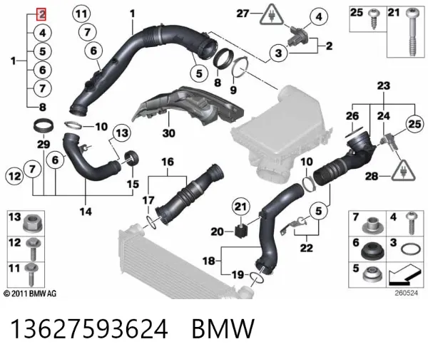 Czujnik przepływu powietrza, przepływomierz powietrza M.A.F. 13627593624 BMW