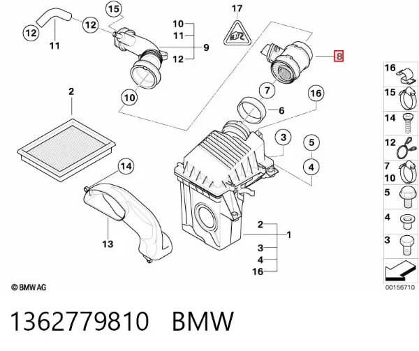 Czujnik przepływu powietrza, przepływomierz powietrza M.A.F. 1362779810 BMW
