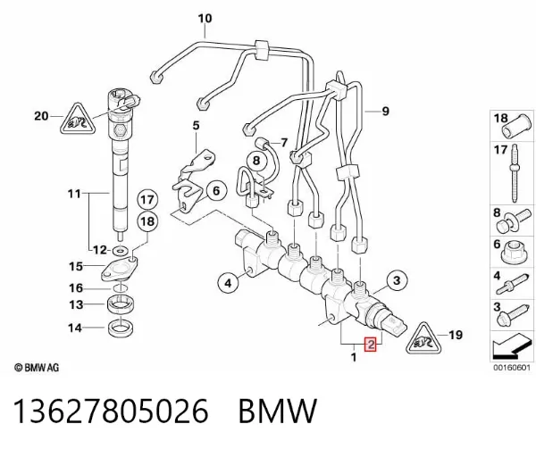 Czujnik ciśnienia paliwa 13627805026 BMW