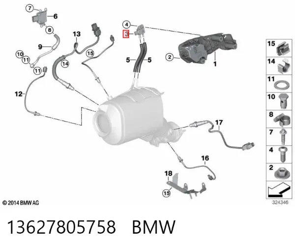 Czujnik ciśnienia w kolektorze ssącym, MAP 13627805758 BMW
