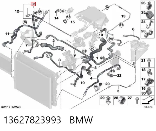 Czujnik temperatury płynu chłodzącego 13627823993 BMW